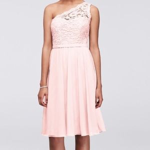 Short Pink Bridesmaid Dress- Lace and Chiffon
